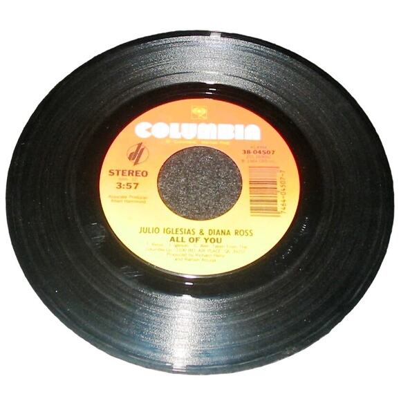ALL OF YOU by Julio Iglesias & Diana Ross Columbia Record Label 45 RPM Duet 1984 - Picture 2 of 3